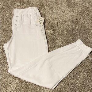 Women’s White Ribbed Bottoms